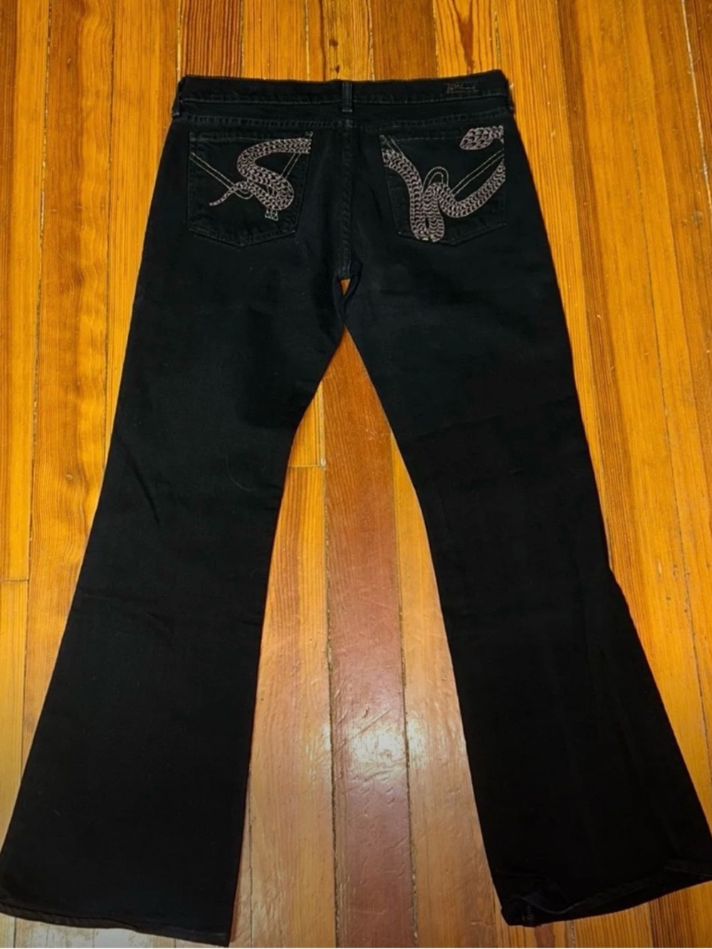 Citizens Of Humanity Black Flare Jeans with Embroidered Back Pockets